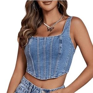 Denim Corset Crop Top